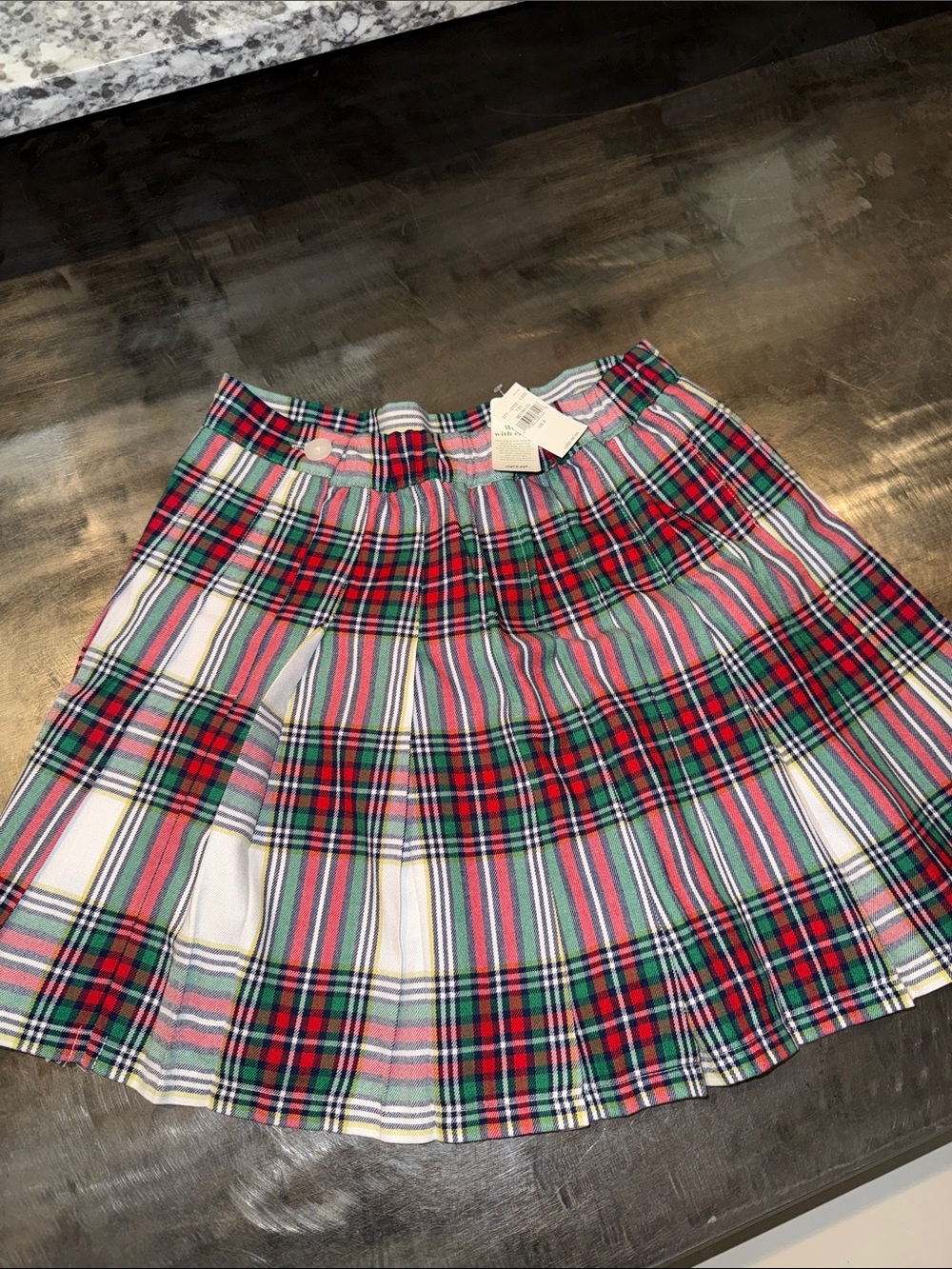 aerie Plaid Pleated Mini Skirt in Red, Green, White